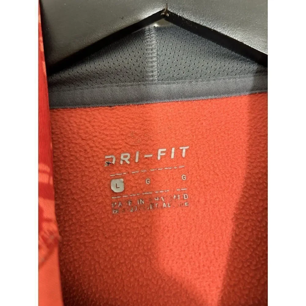 Nike Dri-Fit Hoodie Sweatshirt Women's Thumb Hole Cuffs Graphic Print Red Large
